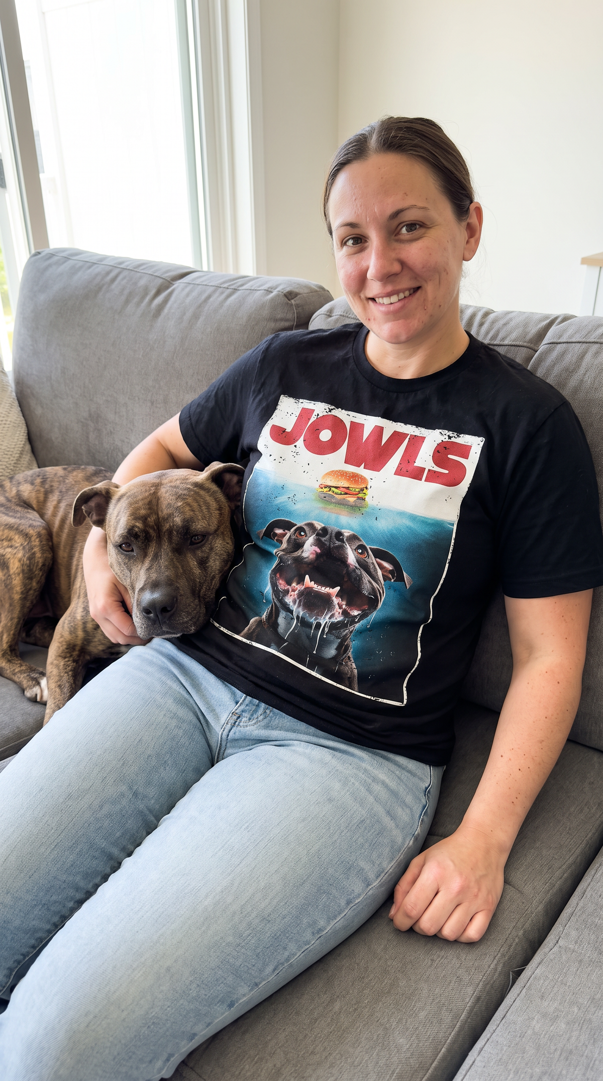 JOWLS Pit Bull T-Shirt | Funny Pittie Dog Mom Tee